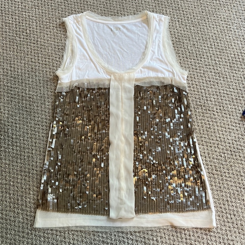 Ann Taylor Loft Small Sleeveless Gold Sequin Top